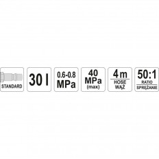 Пневматична система за гресиране YATO 07068, 30 L, 400 bar