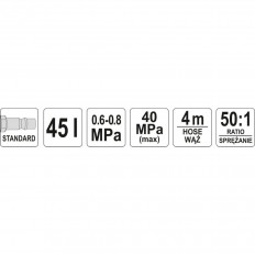 Пневматична система за гресиране YATO 07069, 45 L, 400 bar