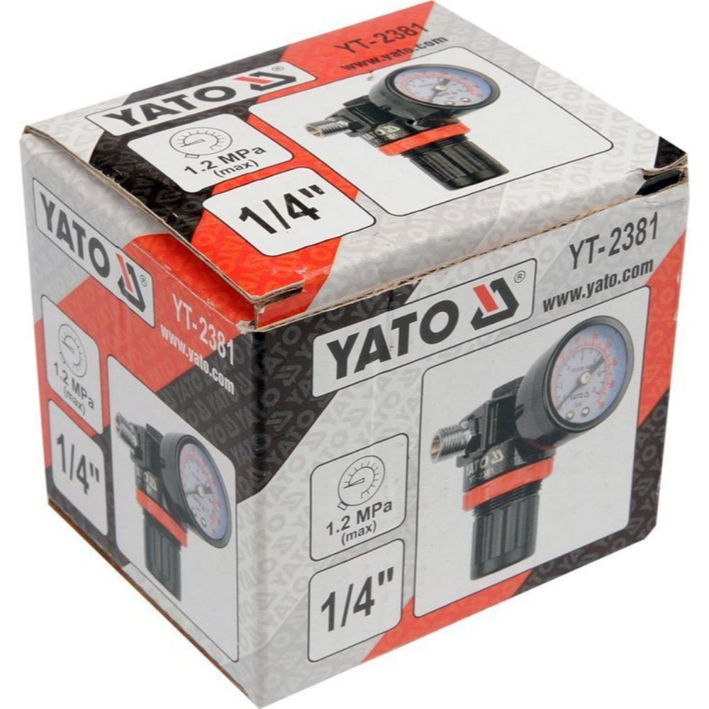 Пневматичен регулатор с манометър YATO, 1/4", 12 Bar Пневматичен регулатор с манометър YATO, 1/4", 12 Bar