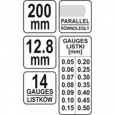 Луфтомер YATO, YT 7223, 0.05 -0.5, 14 пластини, 200 мм