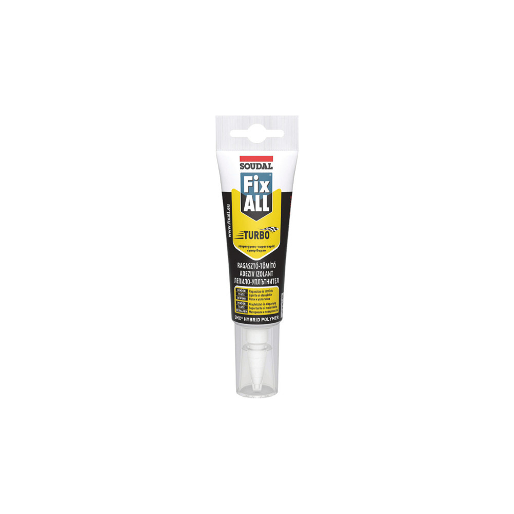 Универсално лепило - уплътнител SOUDAL, FIX ALL Turbo, бял, 125 ml Универсално лепило - уплътнител SOUDAL, FIX ALL Turbo, бял, 125 ml