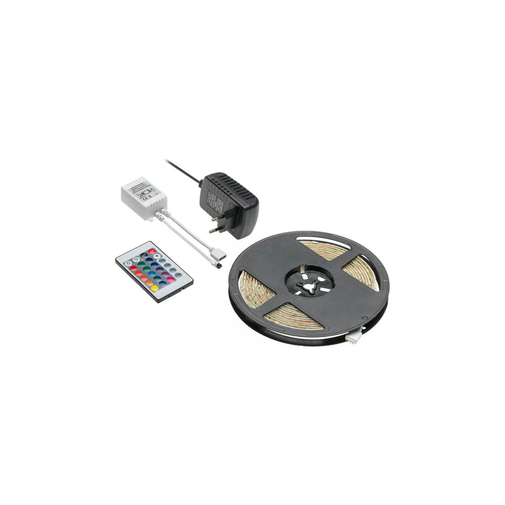 RGB LED комплект - лента 5м + IR контролер + захранване, IP20 RGB LED комплект - лента 5м + IR контролер + захранване, IP20