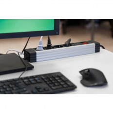 Разклонител REV Ritter с 4 гнезда и 2xUSB, 3500 W, 2.2 m, сив