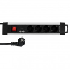 Разклонител REV Ritter с 4 гнезда и 2xUSB, 3500 W, 2.2 m, сив