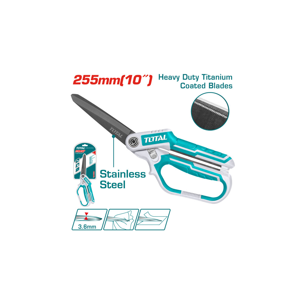 Ножици TOTAL Industiral, INOX, титаново покритие, 255 mm