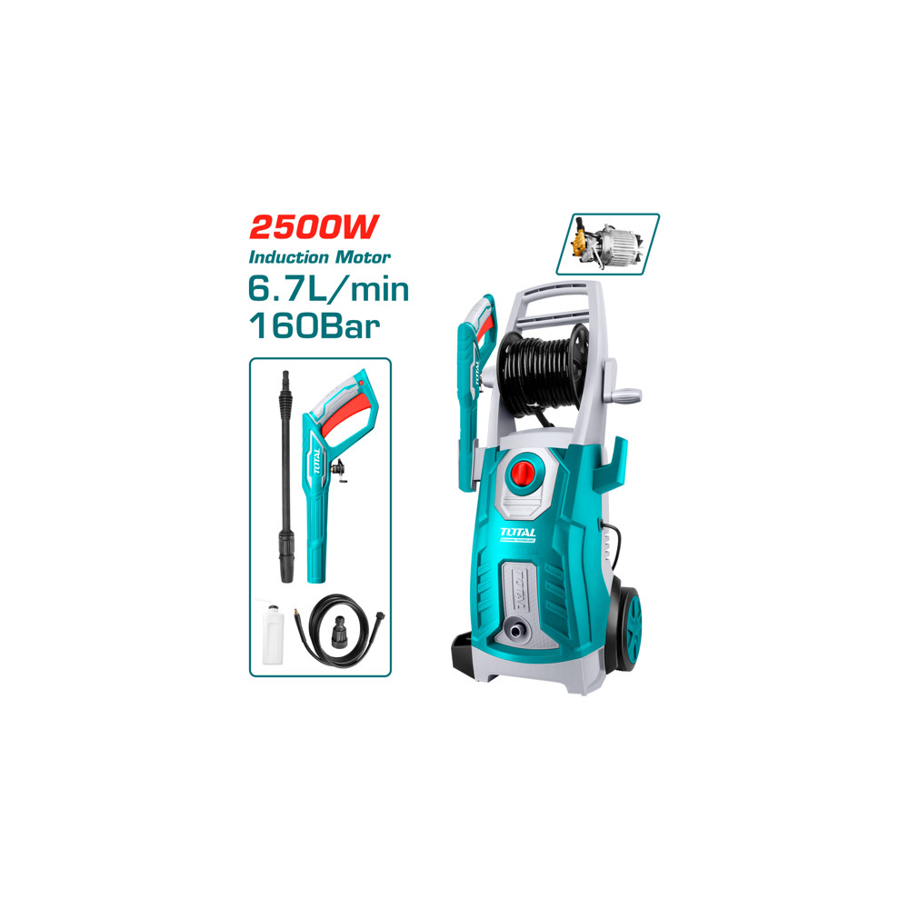 Водоструйка TOTAL INDUSTRIAL, 2500 W, IPX5, 160 BAR, 6.7 L/min Водоструйка TOTAL INDUSTRIAL, 2500 W, IPX5, 160 BAR, 6.7 L/min