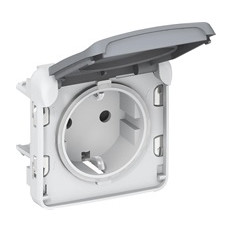 Контакт шуко за вграждане IP55 цвят Сив Plexo Legrand
