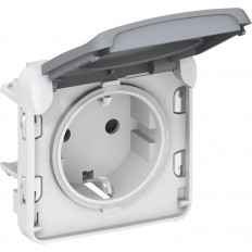 Контакт шуко за вграждане IP55 цвят Сив Plexo Legrand