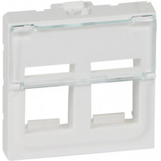 Лицев панел бял 45х45мм за 2х RJ45 Keystone, плосък прав изход Legrand