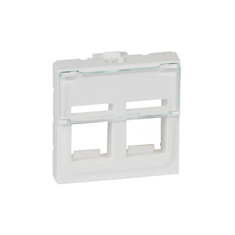 Лицев панел бял 45х45мм за 2х RJ45 Keystone, плосък прав изход Legrand