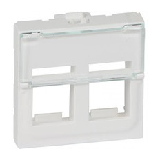 Лицев панел бял 45х45мм за 2х RJ45 Keystone, плосък прав изход Legrand