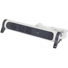 Разклонител БЯЛ 3x2P+E с кабел 1.5 метра с гръмозащита и USB A+C 3A 15W Premium NEW Legrand