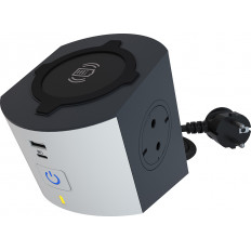 Разклонител бял 2x2P+E с кабел 2 метра с безжично зарядно 10W и USB A+C 3A 15W Corner NEW Legrand