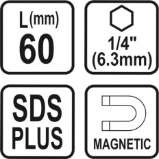 Магнитен адаптор за битове SDS plus, STHOR, 6.35 мм