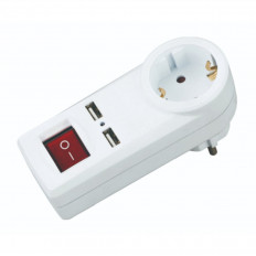 Адаптор с 1 гнездо и 2 USB, 250 V, 16 A, IP20