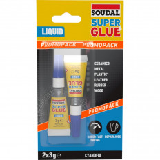 Универсално секундно лепило SOUDAL, Super Glue, 3+3 гр