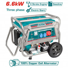 Бензинов трифазен генератор с дръжка и колела TOTAL INDUSTRIAL, 6.6 kw