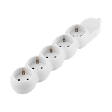 Разклонител БЯЛ 5x2P+E без кабел Sicura Scame
