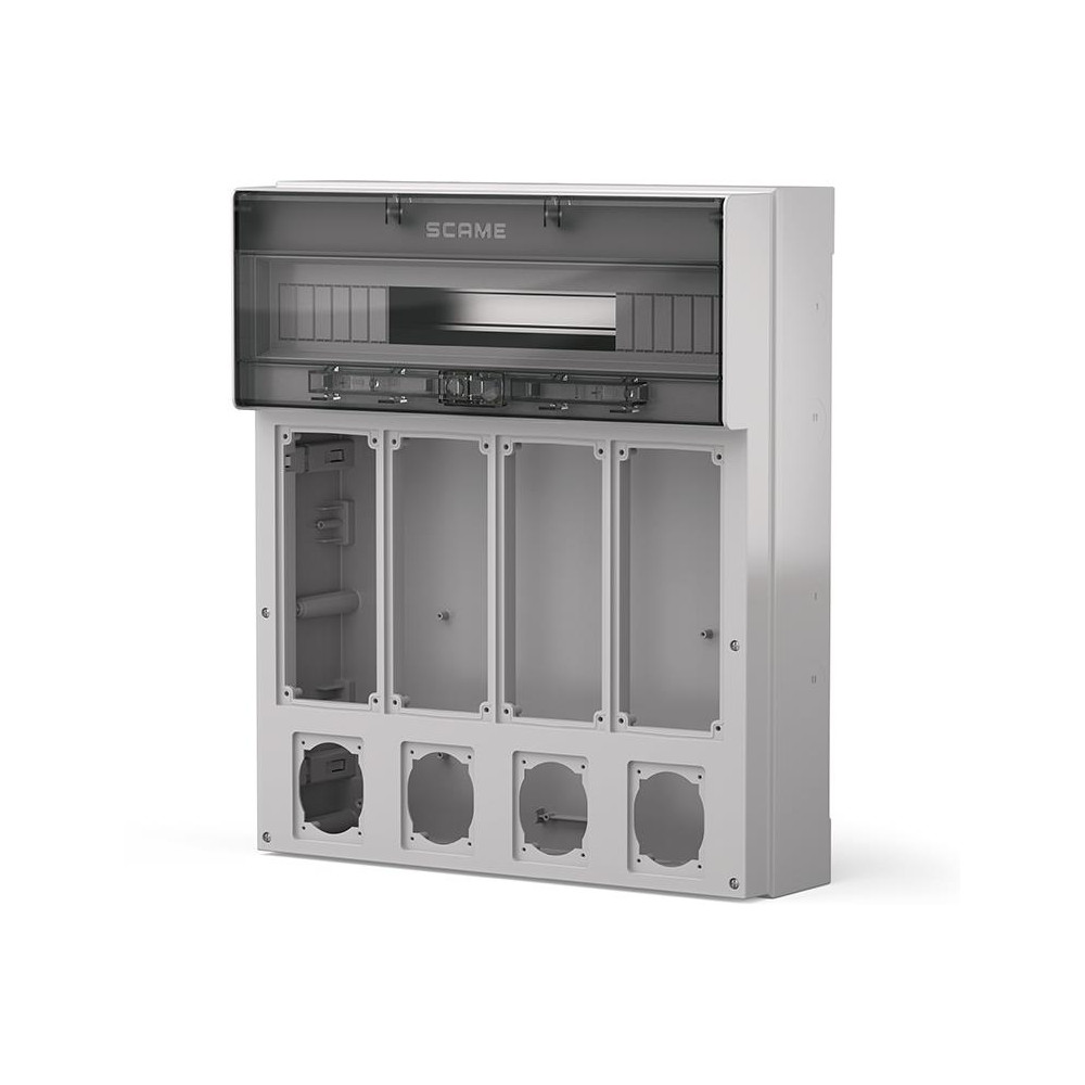 Табло за индустриални контакти и DIN модули IP65, UV, серия Proxima (24 DIN и 4х16A или 32A с блокировка и 4х Шуко) Scame Табло за индустриални контакти и DIN модули IP65, UV, серия Proxima (24 DIN и 4х16A или 32A с блокировка и 4х Шуко) Scame