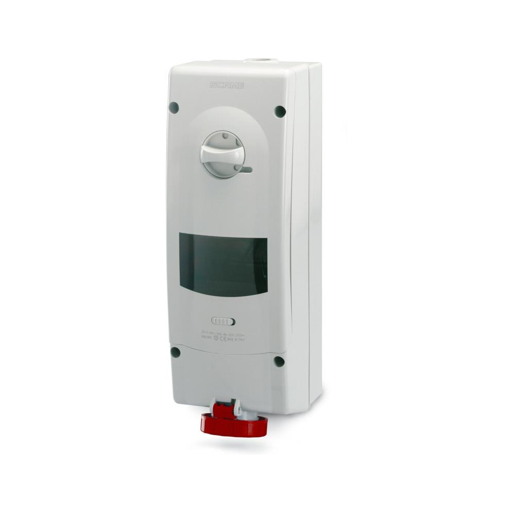 Промишлен контакт 3P+N+Е 32A IP66/67 с механична блокировка и 6 DIN модула серия Advance 2 Scame Промишлен контакт 3P+N+Е 32A IP66/67 с механична блокировка и 6 DIN модула серия Advance 2 Scame