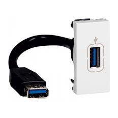 Розетка USB 3.0 за комуникация тип A 1 мод. с кабел 15см. цвят Бял Mosaic Legrand