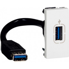 Розетка USB 3.0 за комуникация тип A 1 мод. с кабел 15см. цвят Бял Mosaic Legrand