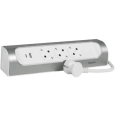 Разклонител ъглов сив 3x2P+E с кабел 1 метър с USB A+C 3A 15W Corner NEW Legrand