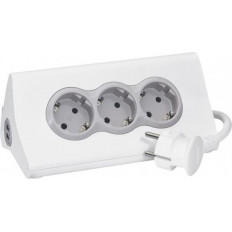Разклонител БЯЛ 3х2P+Е с кабел 1.5 метра, копче, 2xUSB тип А 2.4A 12W и поставка за таблет Corner Legrand