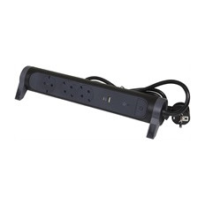 Разклонител ЧЕРЕН 3x2P+E с кабел 1.5 метра с гръмозащита и USB A+C 3A 15W Premium NEW Legrand
