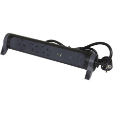 Разклонител ЧЕРЕН 3x2P+E с кабел 1.5 метра с гръмозащита и USB A+C 3A 15W Premium NEW Legrand