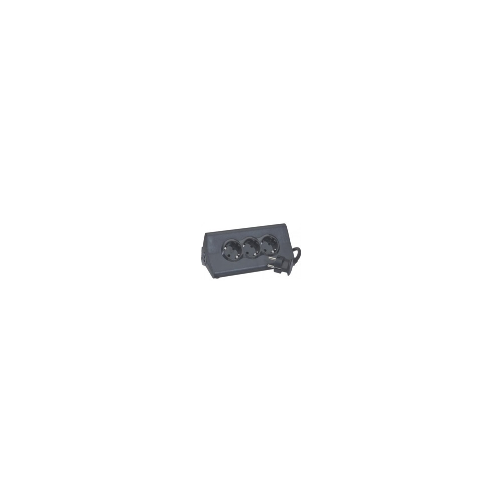 Разклонител ЧЕРЕН 3х2P+Е с кабел 1.5 метра, копче, 2xUSB тип А 2.4A 12W и поставка за таблет Corner Legrand
