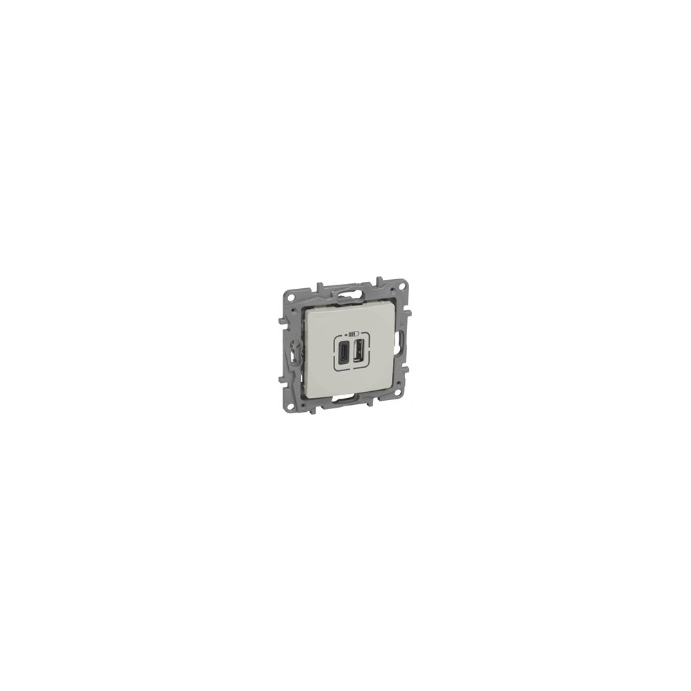 Розетка 2хUSB за зареждане тип A+C 3A 15W цвят Крем Niloe Legrand