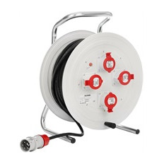 Макара индустриална IP44 серия ROLLER 450 кабел H07RN-F 50 метра х 2,5мм2 вход 3P+N+Е 16A и изход 4х 3P+N+E 16A Scame