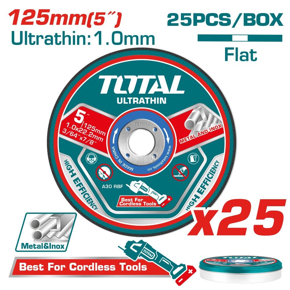 Диск за рязане на INOX TOTAL, Ø 125 x 1.0 mm, 25 броя Диск за рязане на INOX TOTAL, Ø 125 x 1.0 mm, 25 броя