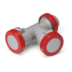 Индустриален адаптер IP66 от евро щепсел 3P+Е 32A към 2х3P+Е 32A серия Adapto Scame