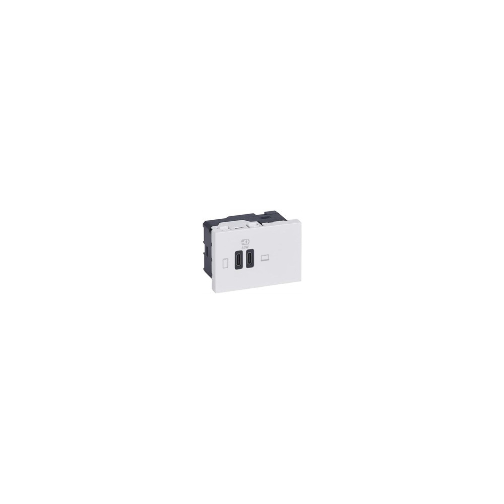 Розетка 2xUSB за зареждане тип C Power Delivery 63W 3 мод. цвят Бял Mosaic Legrand