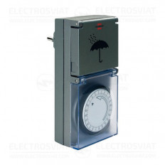 ТАЙМЕР, МЕХАНИЧЕН, 24-ЧАСОВ, MZ-44DE, 220VAC, 16A, 3500W, ЗА КОНТАКТ, IP44, ЧЕРЕН, BRENNENSTUHL