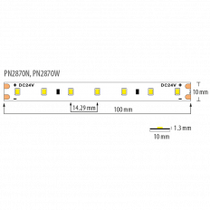 ПРОФЕСИОНАЛНА LED ЛЕНТА 7.2W/M, 2700K, 24V DC, 70 LED/M, SMD2835