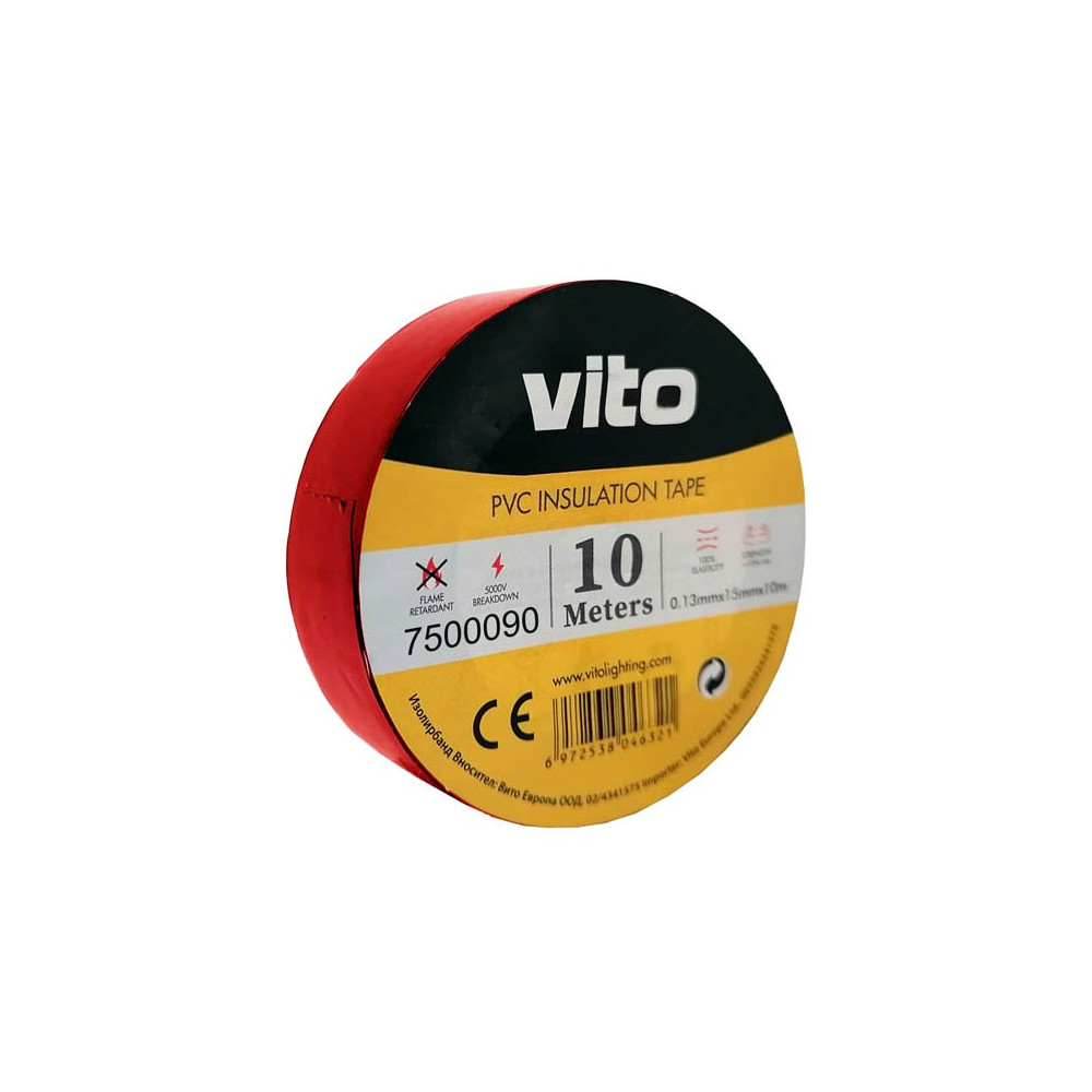 ИЗОЛИРБАНД 10m RED FIRE RETARDANT 7500090 VITO
