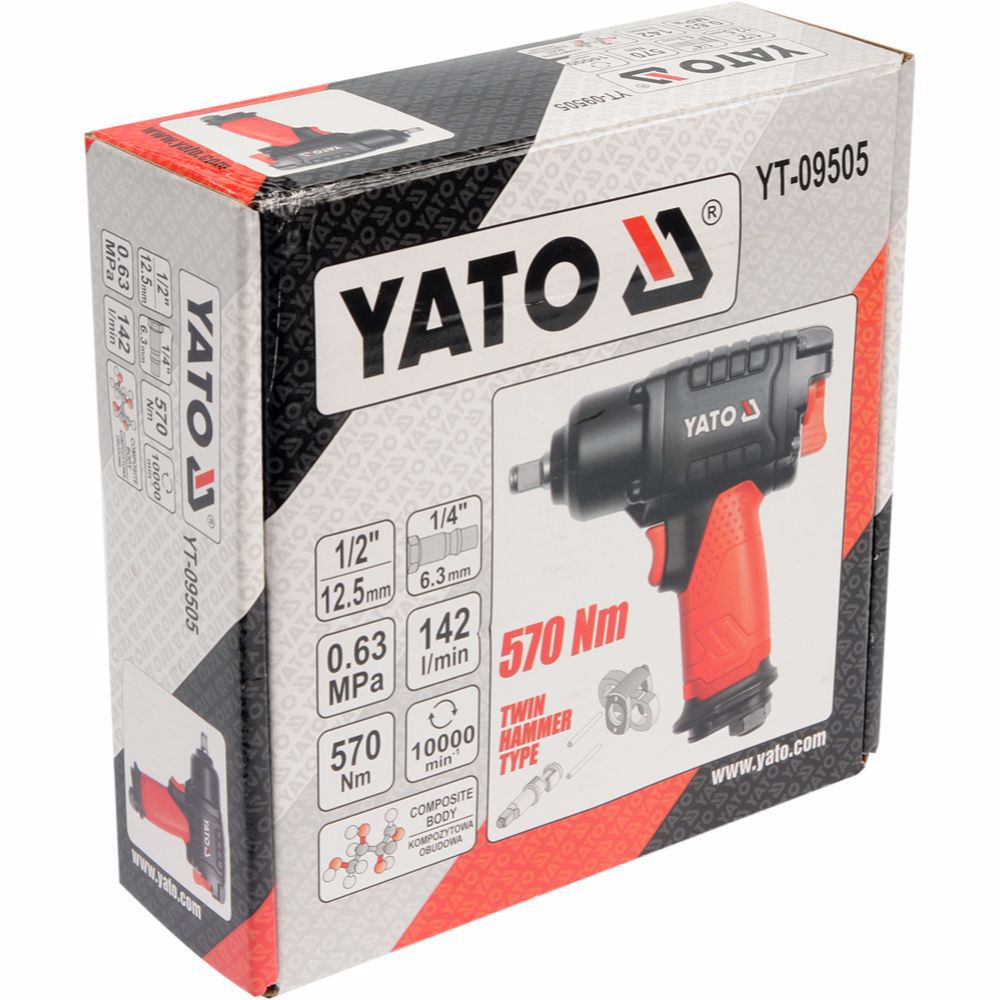 Пневматичен ударен гайковерт, YATO 09505, 1/2", 570 Nm Пневматичен ударен гайковерт, YATO 09505, 1/2", 570 Nm