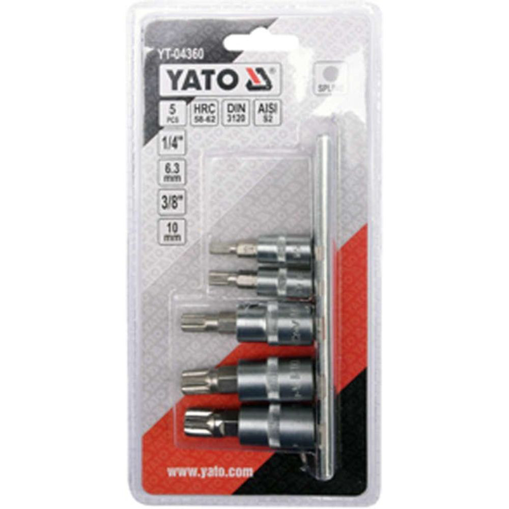 Комплект бит вложки 1/4 " + 3/8", XZN, YATO, 5 части Комплект бит вложки 1/4 " + 3/8", XZN, YATO, 5 части