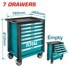 Количка за инструменти TOTAL INDUSTRIAL, 7 чекмеджета, празна TL IND THRC01071