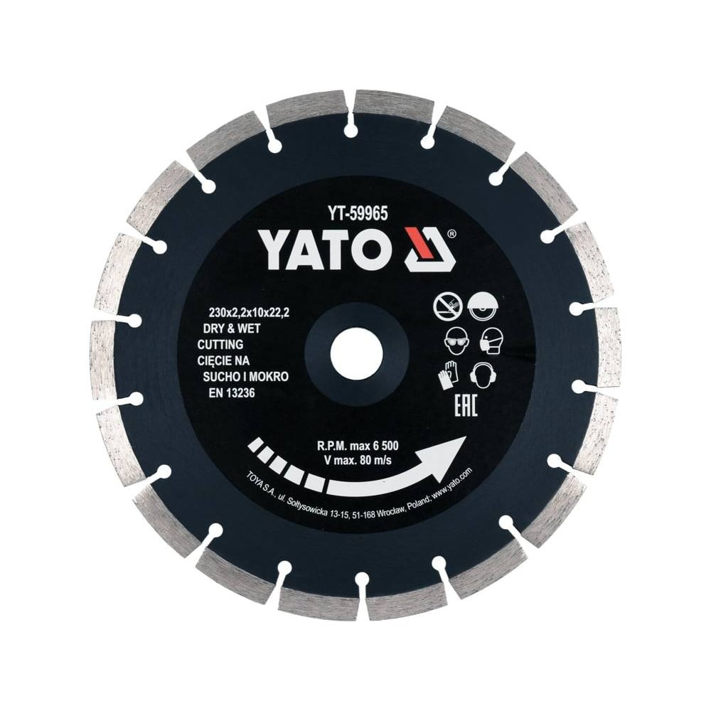 Диамантен диск за рязане на бетон YATO, Ф 230 x 22.23 x 10 мм Диамантен диск за рязане на бетон YATO, Ф 230 x 22.23 x 10 мм