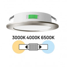 МЕБЕЛНА LED ЛУНА ЗА ВГРАЖДАНЕ, САТЕН НИКЕЛ, КРЪГ, 4W, CCT, 12V DC, IP44, 3000K/4000K/6500K