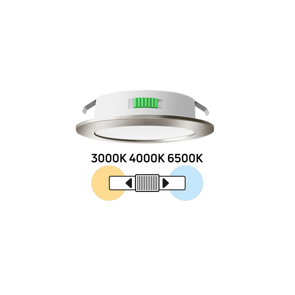 МЕБЕЛНА LED ЛУНА ЗА ВГРАЖДАНЕ, САТЕН НИКЕЛ, КРЪГ, 4W, CCT, 12V DC, IP44, 3000K/4000K/6500K