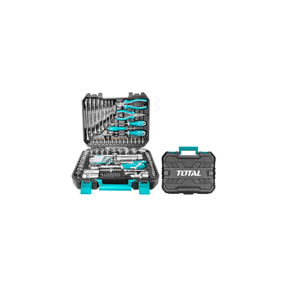 Комплект инструменти TOTAL, 1/4"+ 1/2", 100 части Комплект инструменти TOTAL, 1/4"+ 1/2", 100 части