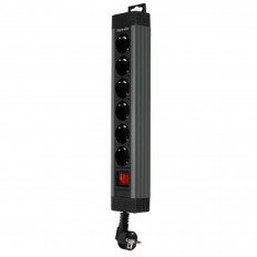 Разклонител REV Ritter с 6 гнезда, 3500 W, 2.4 m, тъмно сив