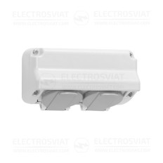 ДВОЕН КОНТАКТ ЗА ОТКРИТ МОНТАЖ, 250V, 16A, ВЛАГОЗАЩИТЕН IP44, БЯЛ, СЕРИЯ АКВА