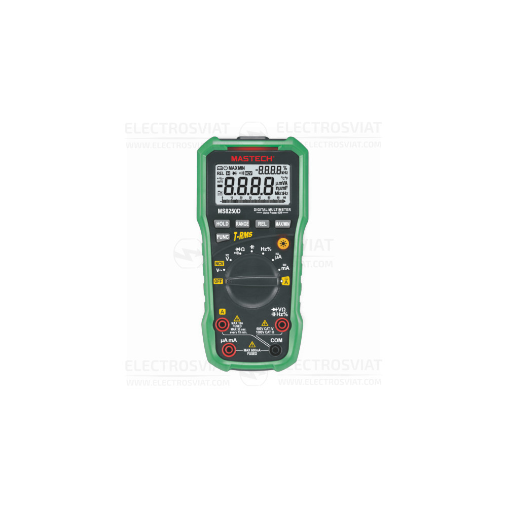 ДИГИТАЛЕН, LCD (6600), TRMS, USB, VDC, VAC, ADC, AAC, OHM, F, HZ, MS8250D