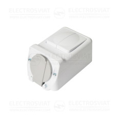 ЕДИНИЧЕН КОНТАКТ + СЕРИЕН КЛЮЧ ЗА ОТКРИТ МОНТАЖ, 250V, ВЛАГОЗАЩИТЕН IP44, БЯЛ, СЕРИЯ АКВА